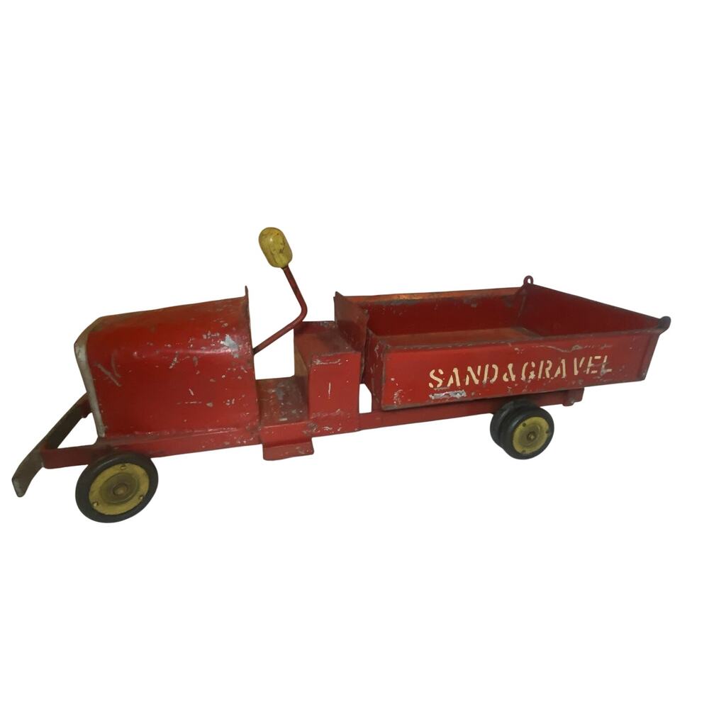 Antique 1920's Dump Truck Metal Sand and Gravel Moving Parts Working Wheels